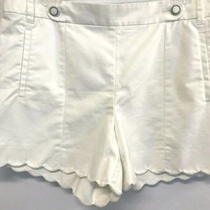 Anthropologie Cartonnier Size 12 Sailor Shorts White Button Scalloped Hem